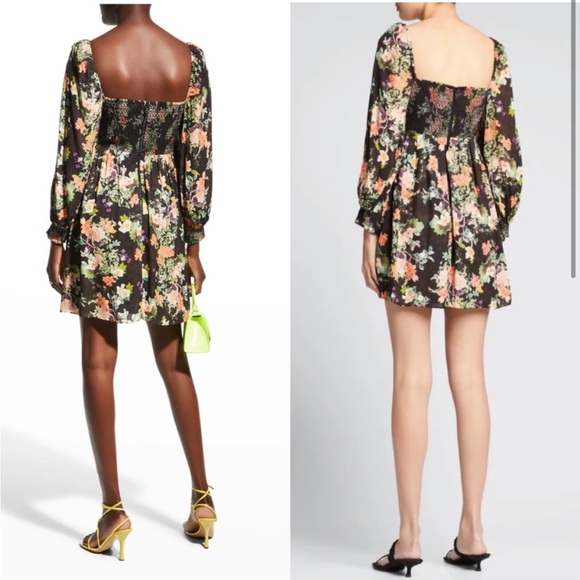 • Alice and Olivia • Women’s  Cooper Floral Mini Dress
Black / Orange / Green 8 - Picture 2 of 6